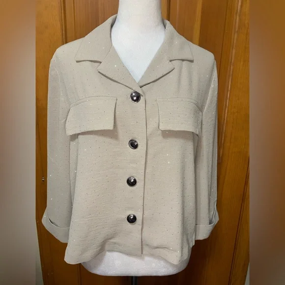 NWT New York Clothing Company Beige Studded Top - Picture 2 of 6